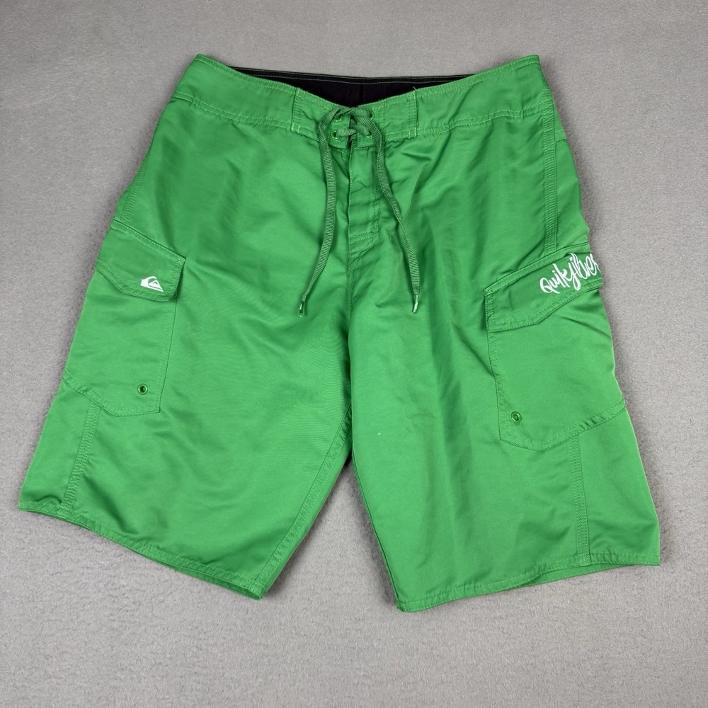 Vintage Men's Quicksilver Board Shorts Trunks Beach Surf Green Y2K Sz 32